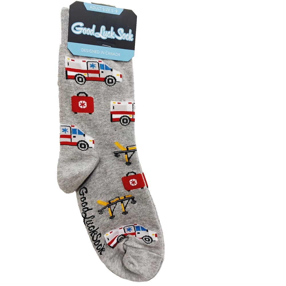 Good Luck Socks Crew Women Boy Ambulance Gurney Medical EMS LSV Medic NWT NEW